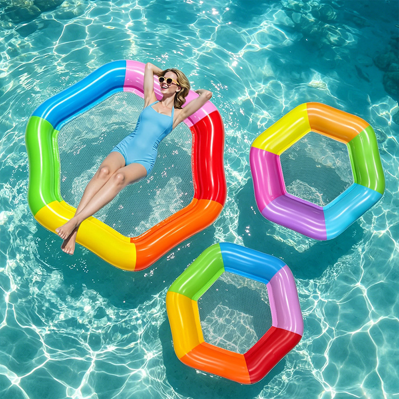 Yeni Altıgen Renkli Şişme Su Y - Pool Lounger Inflatable incelemesi ve fiyatı