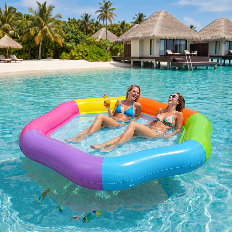 Yeni Altıgen Renkli Şişme Su Y - Pool Lounger Inflatable incelemesi ve fiyatı